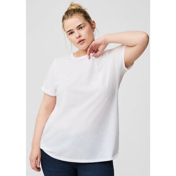 TORRID Plus Size 4 (26) Off-Shoulder Featherlight Slub Tee White - Picture 2 of 7